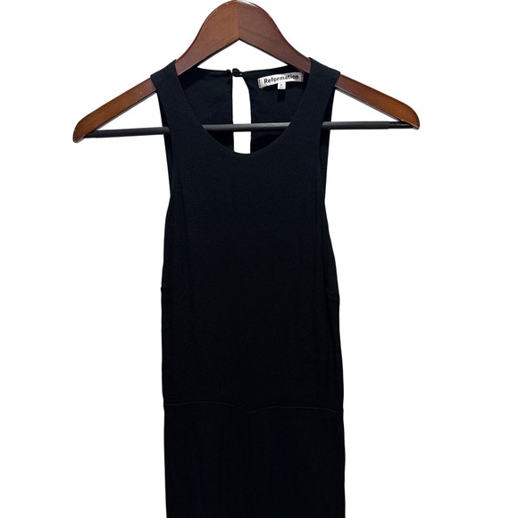 Reformation Lucia Jumpsuit Black Open Back Wide Leg High Neck Size 8 - Picture 3 of 7